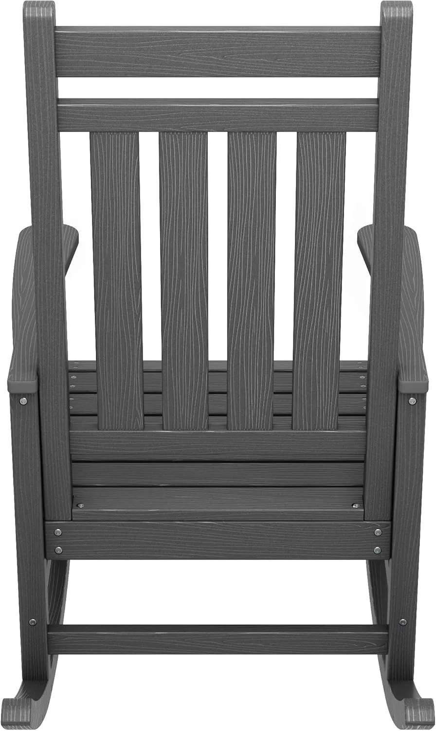 SERWALL Outdoor Rocking Chair Set of 2, HDPE Rocking Chairs for Adult, All Weather Porch Rockers for Lawn Garden, Grey