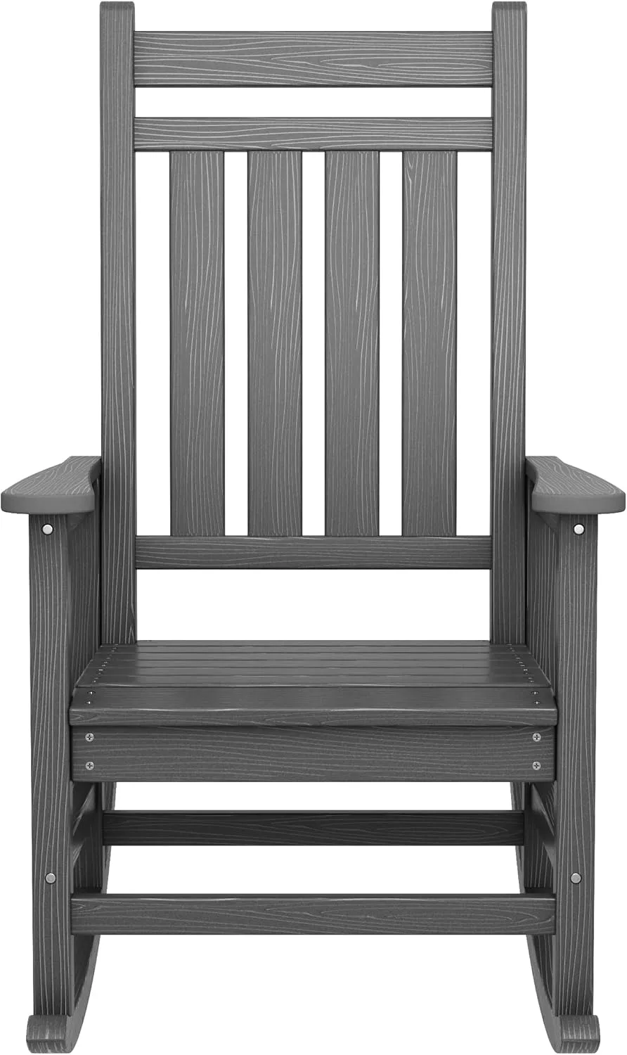 SERWALL Outdoor Rocking Chair Set of 2, HDPE Rocking Chairs for Adult, All Weather Porch Rockers for Lawn Garden, Grey