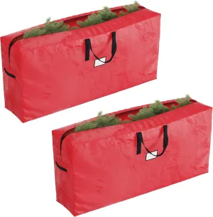 Set of 2 Christmas Tree Storage Bags - Fits 9-Foot Artificial Tree Each - Protect Holiday Decorations from Moisture and Damage by Elf Stor (Red)