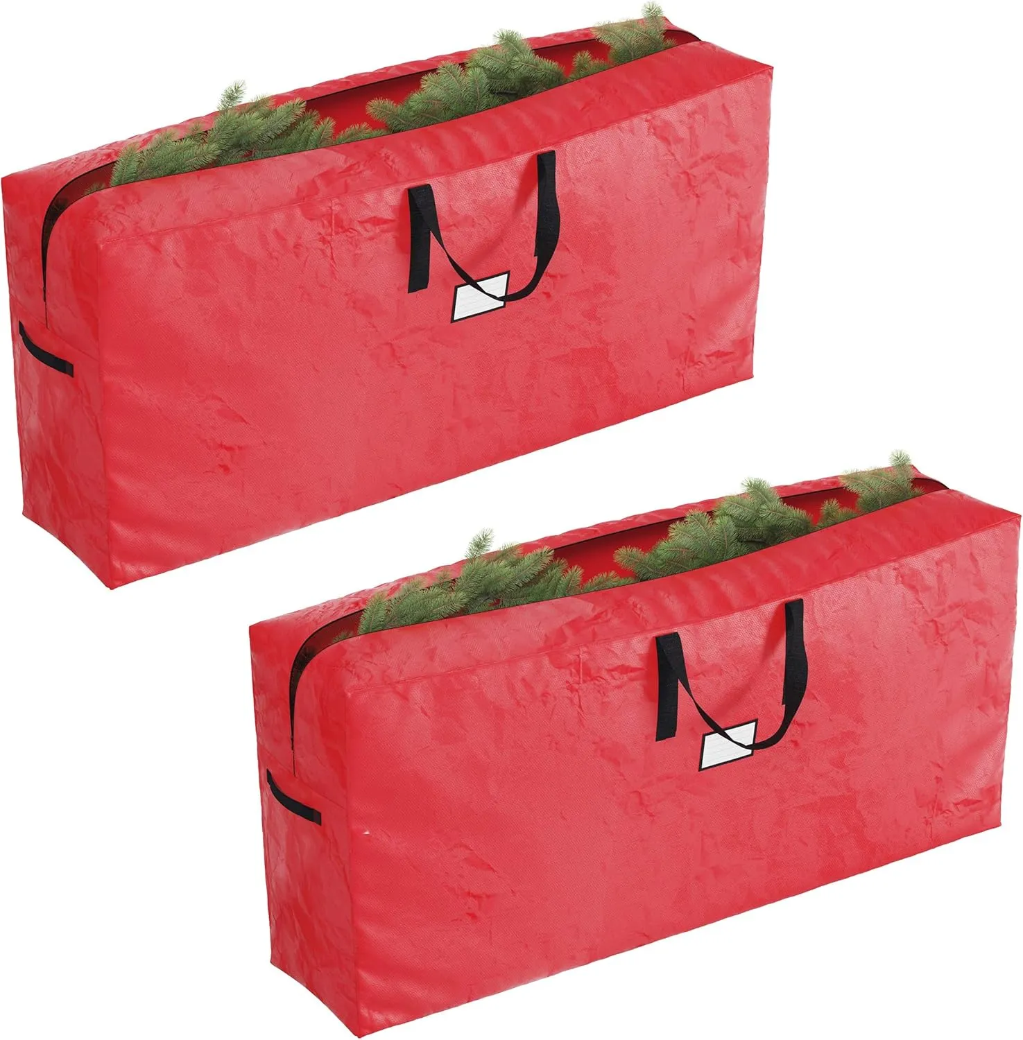 Set of 2 Christmas Tree Storage Bags - Fits 9-Foot Artificial Tree Each - Protect Holiday Decorations from Moisture and Damage by Elf Stor (Red)