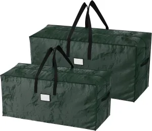 Set of 2 Christmas Tree Storage Bags - Waterproof Bags for 17-Foot Disassembled Artificial Trees, Garland, and Holiday Decorations by Elf Stor (Green)