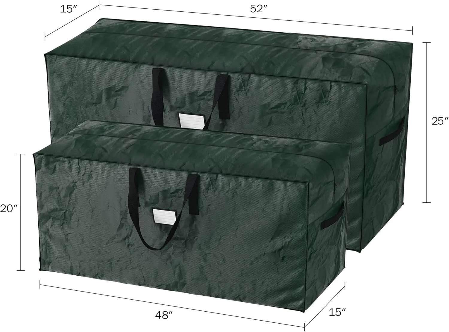 Set of 2 Christmas Tree Storage Bags - Waterproof Bags for 17-Foot Disassembled Artificial Trees, Garland, and Holiday Decorations by Elf Stor (Green)