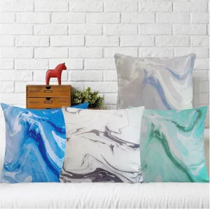 Set of 4 Marbling Throw Pillow Cover 20x20 Lilac Green Grey Blue Decorative Cushion Pillowcase Accent 50x50cm Mable Ink Abstract Paint Ocean Art Textured Cotton Decorations Couch Sofa Accent Pillows