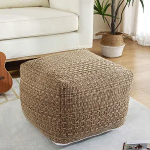 Sexysamba Unstuffed Square Pouf Cover Ottoman Bean Bag Chair Foot Stool Rest Decorative Poufs for Living Room Bedroom,Brown