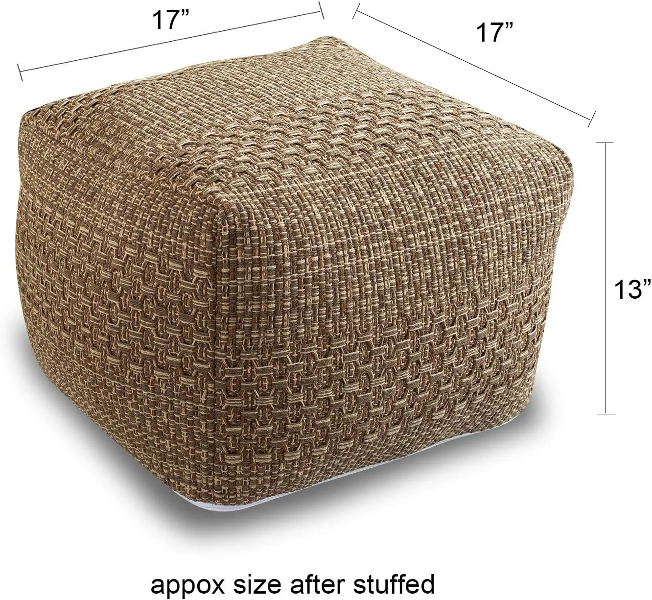 Sexysamba Unstuffed Square Pouf Cover Ottoman Bean Bag Chair Foot Stool Rest Decorative Poufs for Living Room Bedroom,Brown