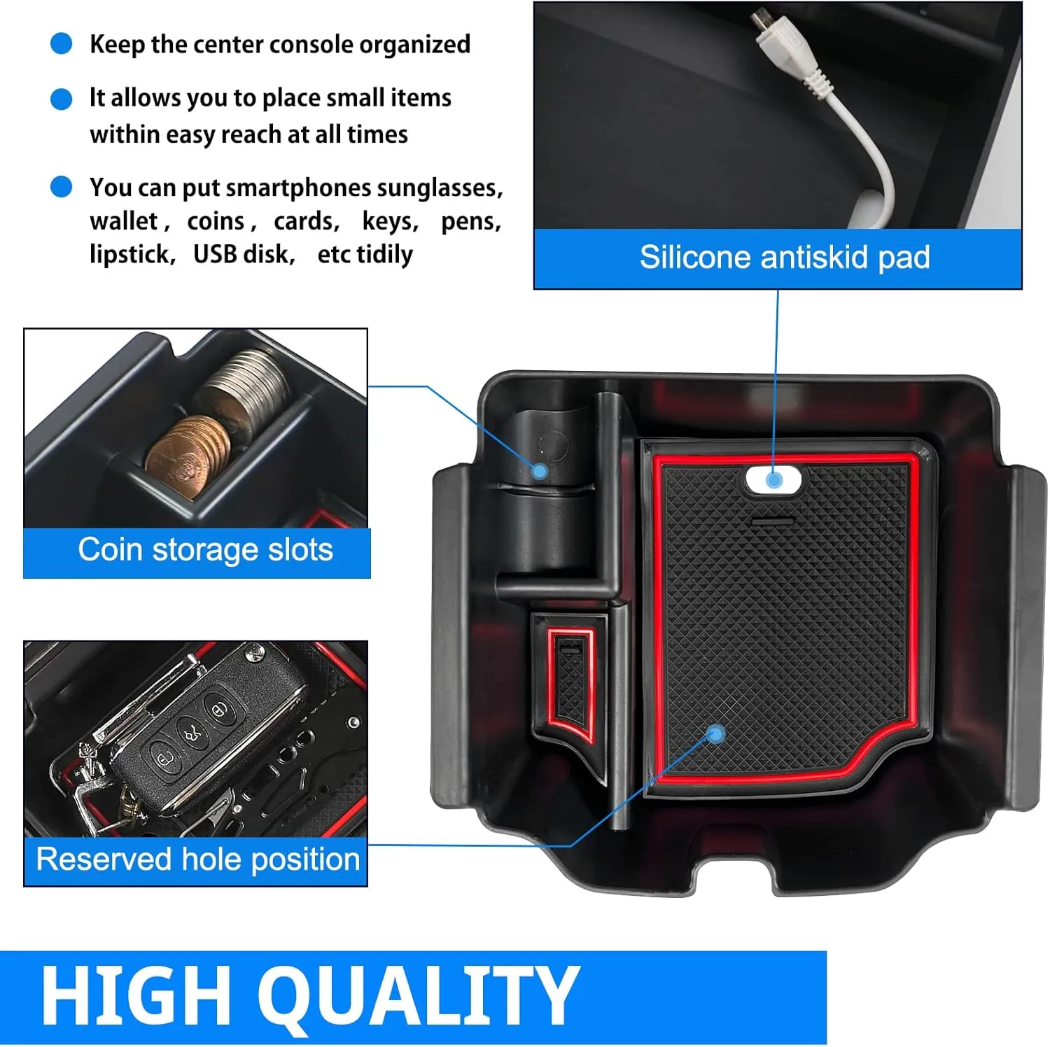 SHAOHAO for 2024 2025 Acura Integra Center Console Organizer Compatible with 2023 2024 2025 Acura Integra Accessories Armrest Insert Storage Box Console Tray Integra 2025 Interior Accessory Organizer