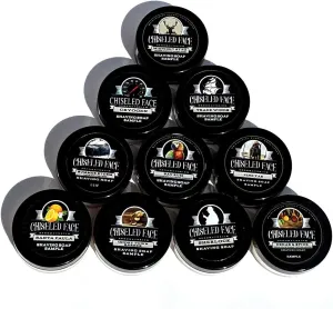 Shaving Soap Sampler by Chiseled Face — Santa Paula, Pine Tar, Sherlock, Cedar & Spice, Summer Storm, Trade Winds, Ghost Town Barber, Cryogen, and Midnight Stag — Handmade Shaving Soap