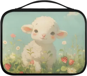 Sheep Bible Bag Cute Bible Cover Case Pu Leather Carrying Bag with Inner Side Pocket Christian Gifts Bible Cover Case for Women Men Lady Worship Bag