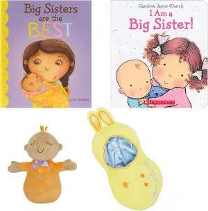 Sibling Gift - I Am a Big Sister and Big Sisters are The Best Hardcovers, Snuggle First Baby Doll and Gift/Book Bag (Educational for Being Promoted to Big Sibling with New Baby) (Sister)