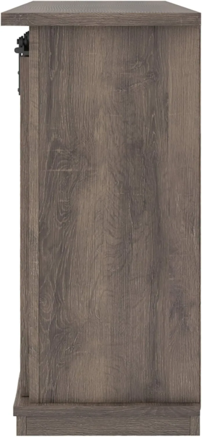 Signature Design by Ashley Arlenbry Farmhouse TV Stand, Fits TVs up to 52" with Sliding Barn Doors, Weathered Oak Gray