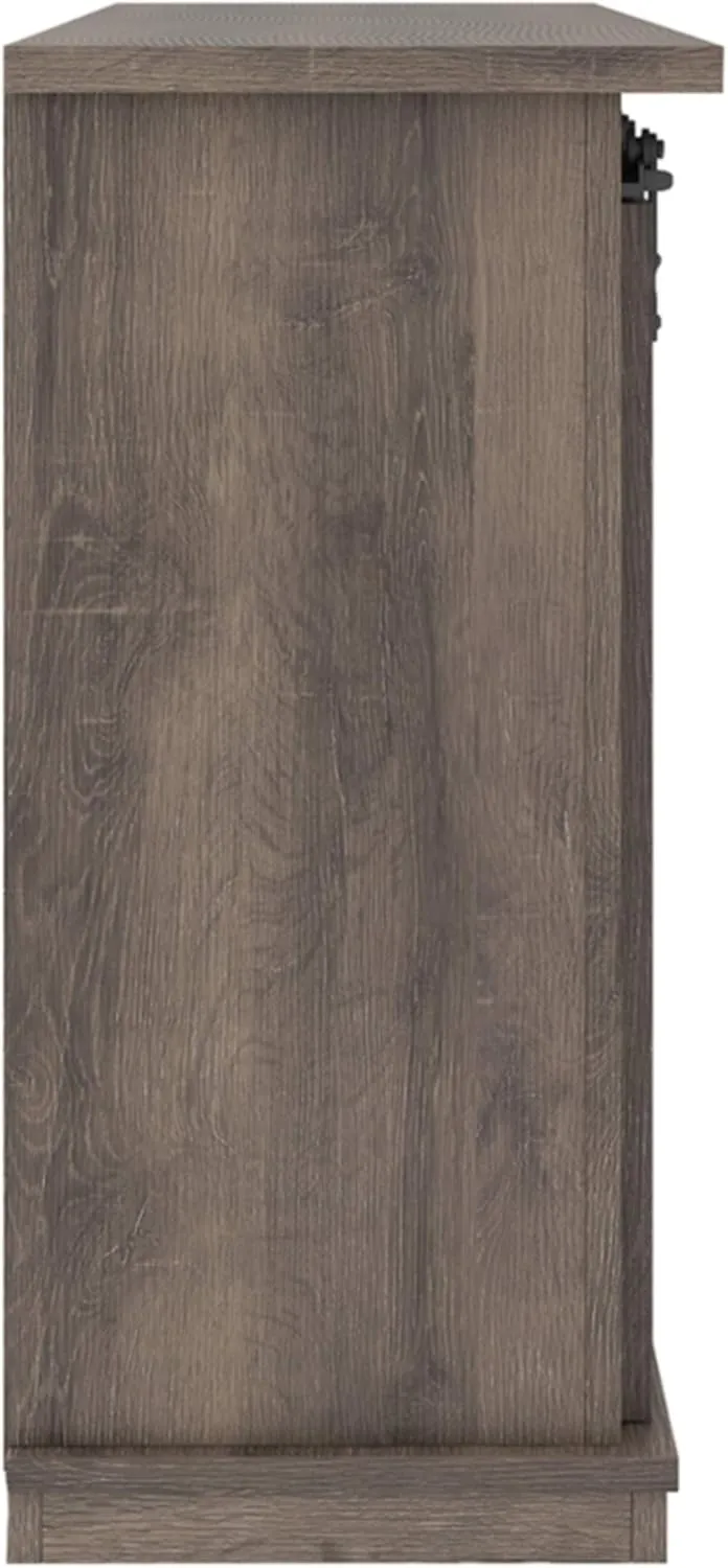 Signature Design by Ashley Arlenbry Farmhouse TV Stand, Fits TVs up to 52" with Sliding Barn Doors, Weathered Oak Gray