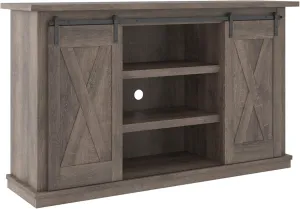 Signature Design by Ashley Arlenbry Farmhouse TV Stand, Fits TVs up to 52" with Sliding Barn Doors, Weathered Oak Gray