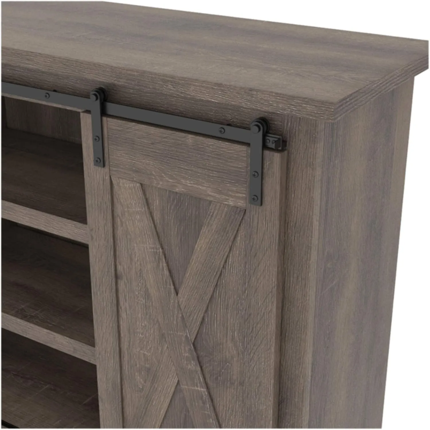 Signature Design by Ashley Arlenbry Farmhouse TV Stand, Fits TVs up to 52" with Sliding Barn Doors, Weathered Oak Gray