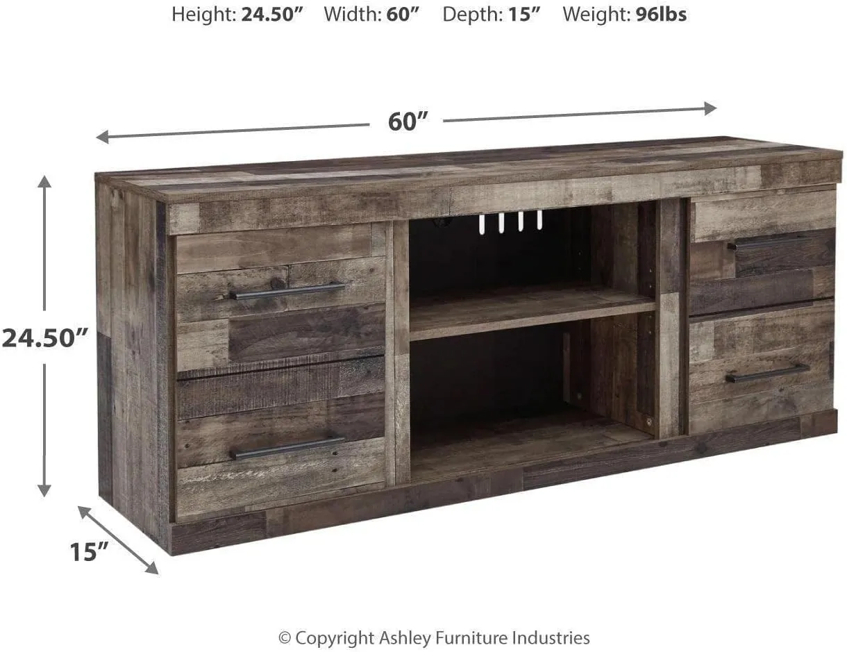 Signature Design by Ashley Derekson Casual TV Stand with Fireplace Option, Fits TVs up to 63", Gray