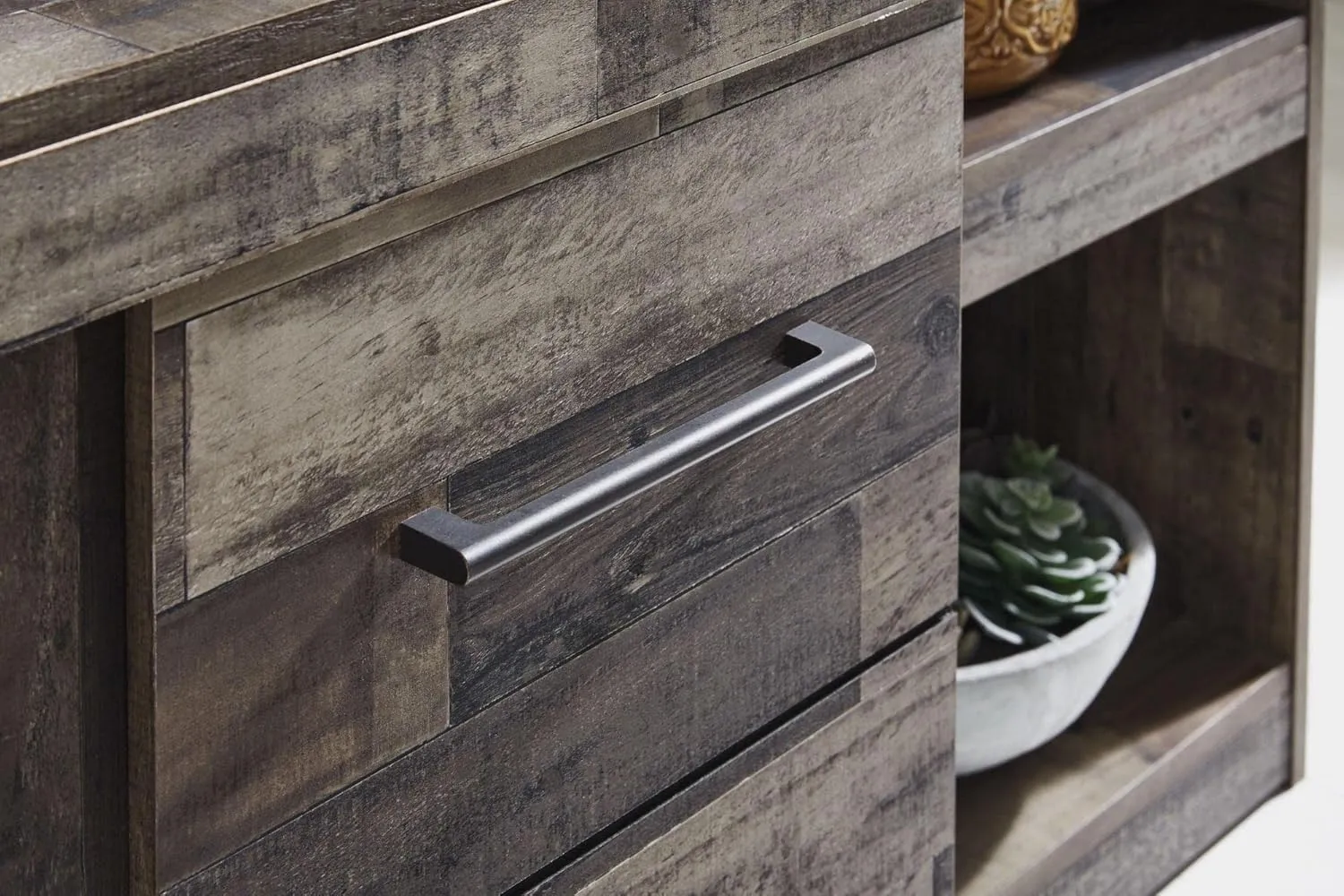 Signature Design by Ashley Derekson Casual TV Stand with Fireplace Option, Fits TVs up to 63", Gray