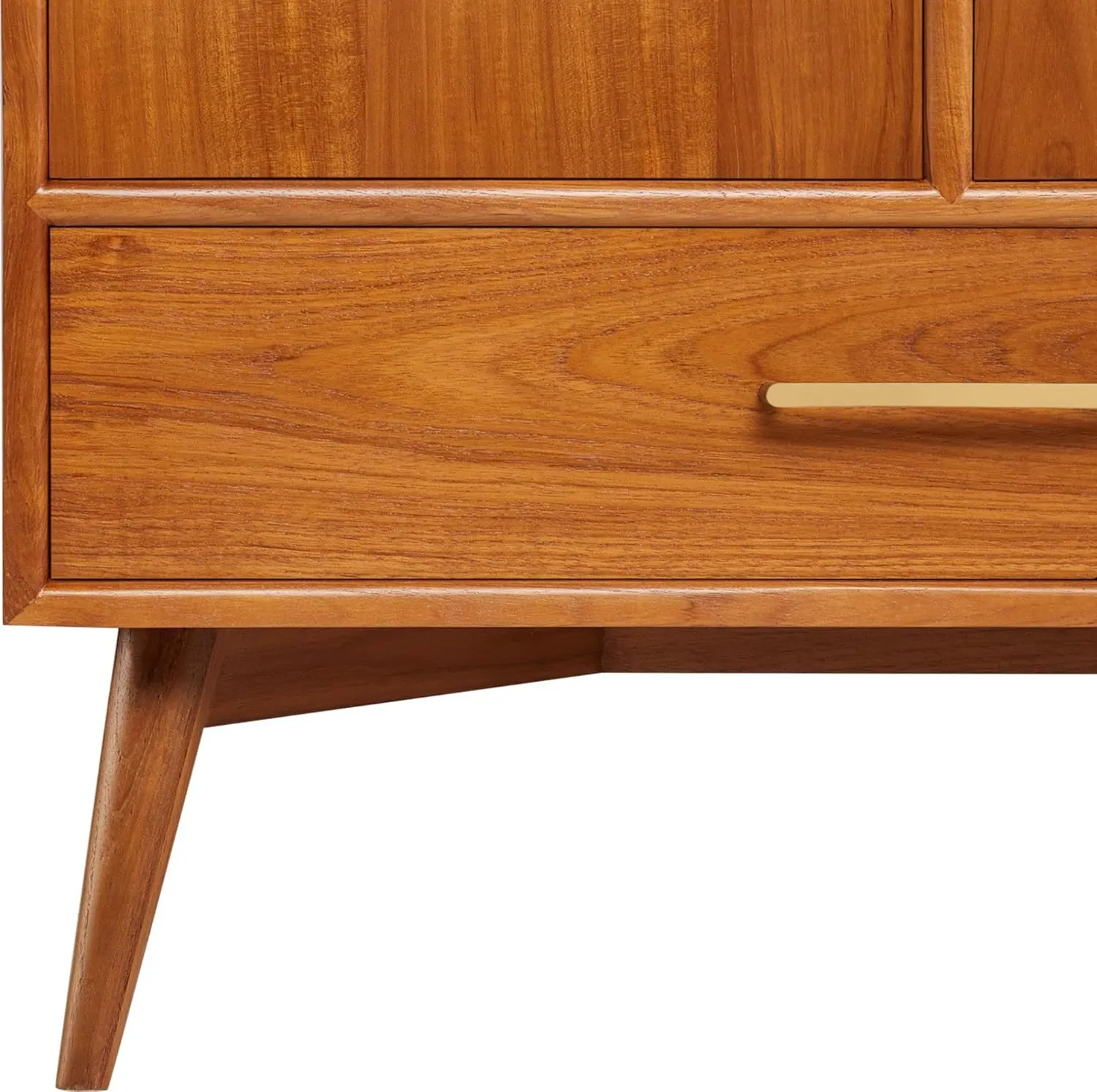 Signature Hardware 953363-72-RUMB-8 Novak 72" Freestanding Teak Double Basin Vanity Set with Cabinet, Vanity Top, and Rectangular Undermount Sinks - 8" Faucet Holes - Teak/Arctic White