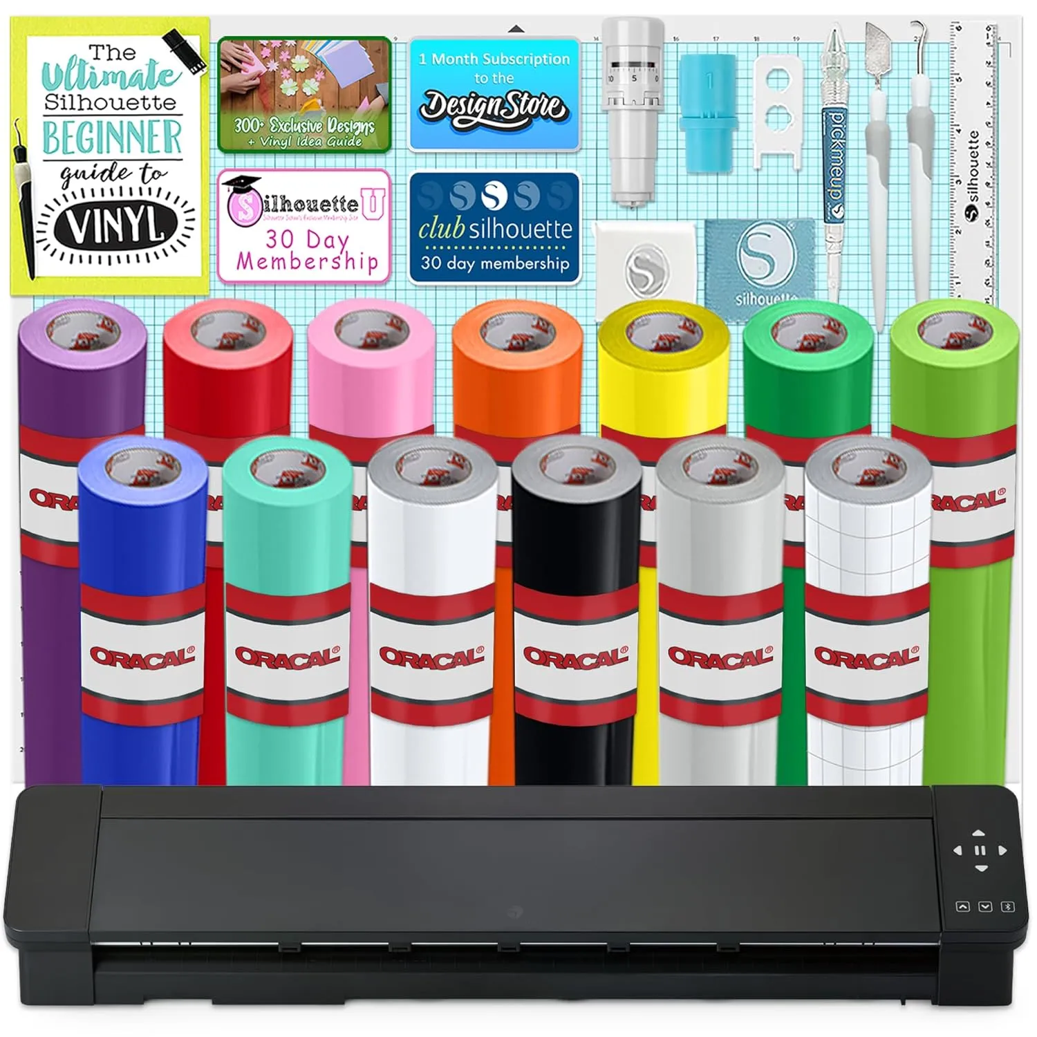 Silhouette Cameo PRO MK-II 24in Vinyl Cutter Bundle with Roll Feeder, 24in x 6ft Premium 651 Vinyl, Silhouette Software, Tools, Guides, Classes, Deisgns, and More