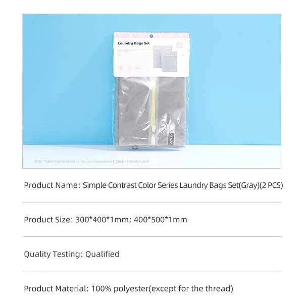 Simple contrast color series laundry bags set (Gray)(2 PCS)