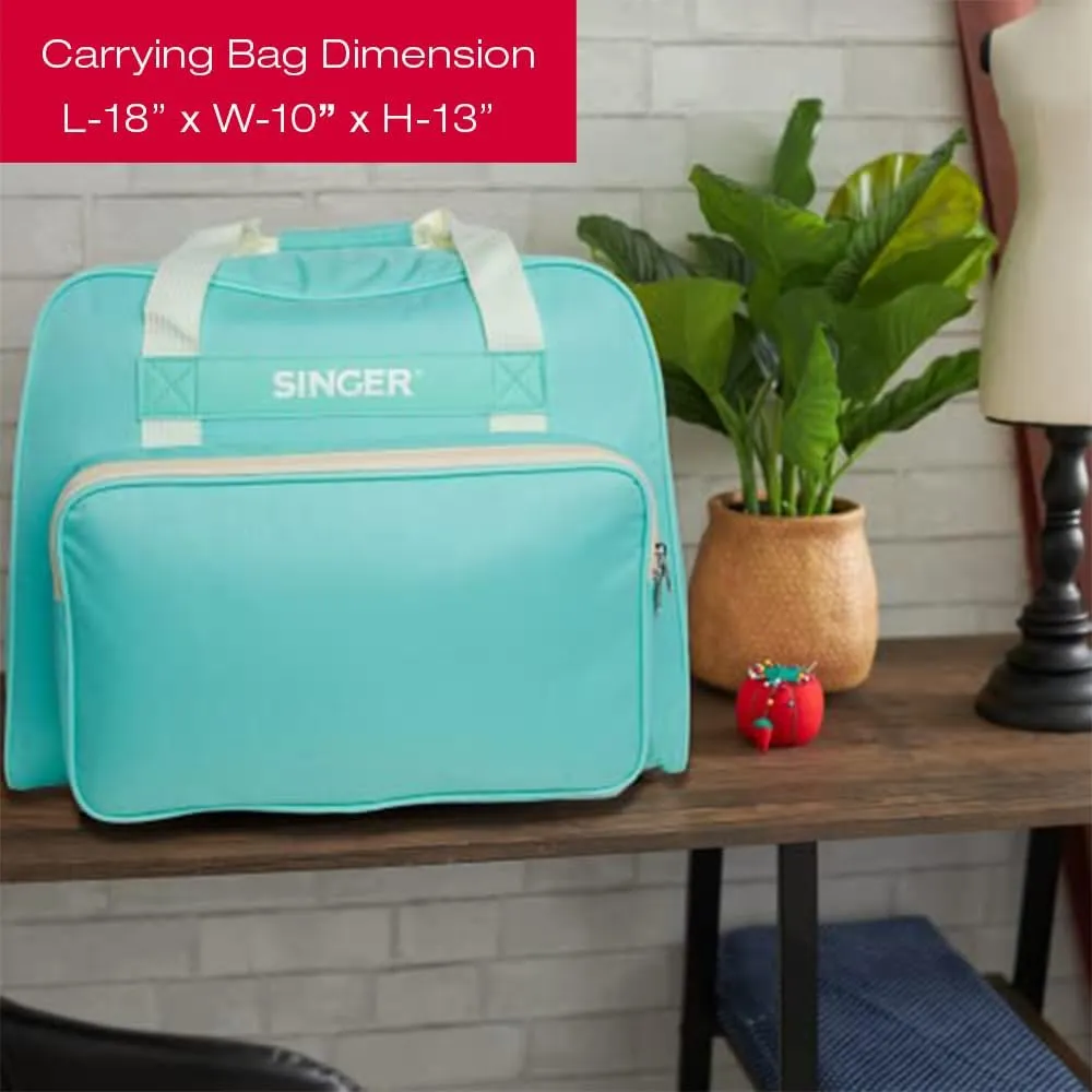 SINGER | Machine Carrying Case, Teal Color, Spacious Case Fits Most Standard Sewing Machines and Sergers, Fully-Padded Interior, Durable Canvas Exterior, Easy Zip, Large Front Pocket, Easy Transport