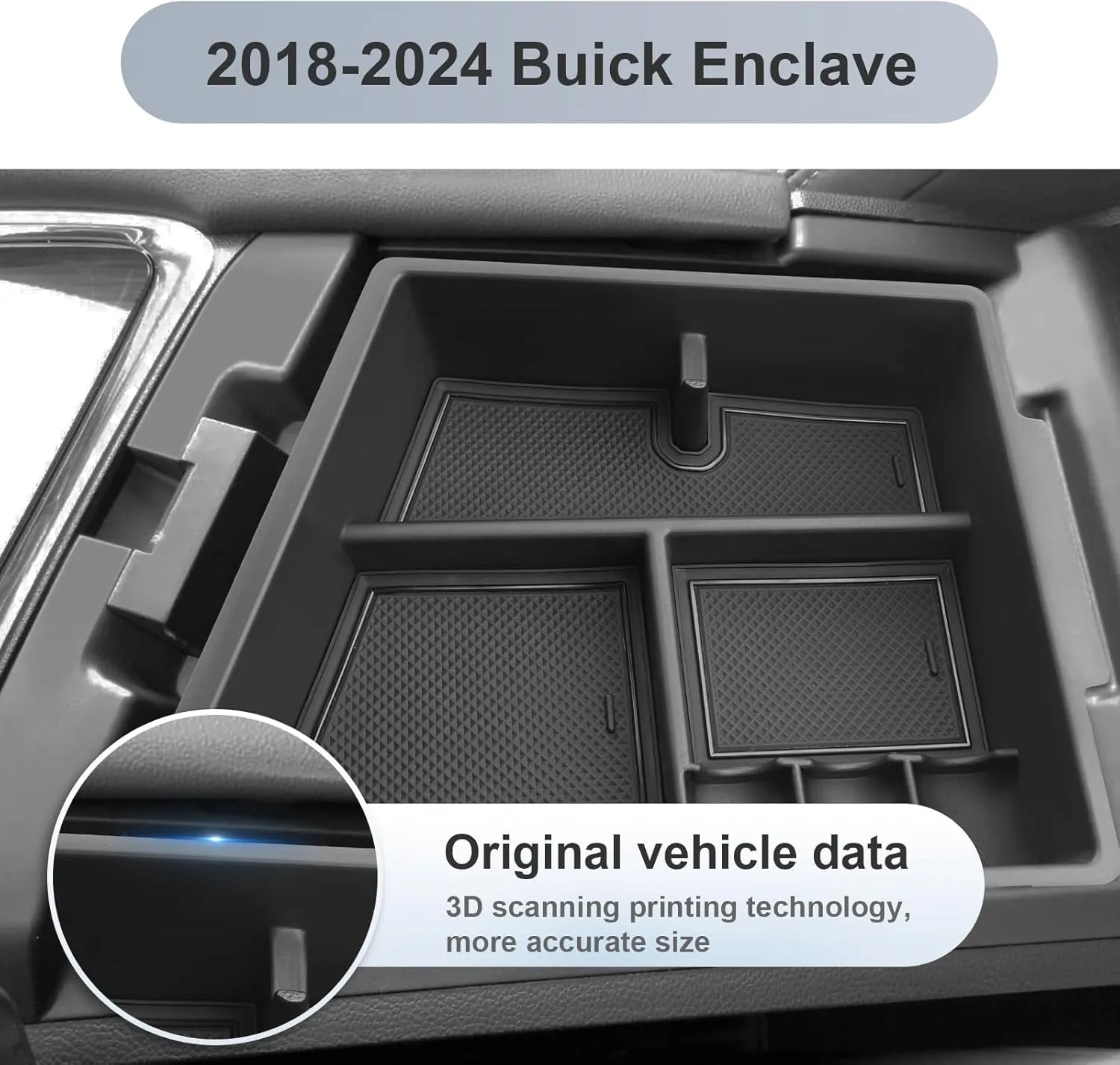SKTU for 2018-2024 Buick Enclave Center Console Organizer 2018-2024 Enclave Essence/Premium/Avenir Center Console Tray Buick Enclave 2023 2024 Accessories with Coin and Sunglasses Holder