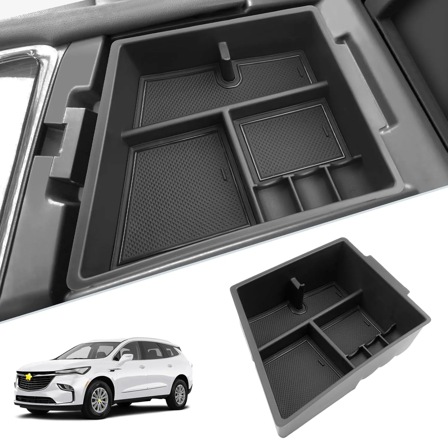 SKTU for 2018-2024 Buick Enclave Center Console Organizer 2018-2024 Enclave Essence/Premium/Avenir Center Console Tray Buick Enclave 2023 2024 Accessories with Coin and Sunglasses Holder