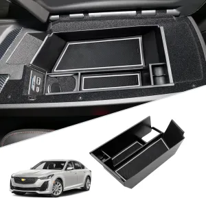 SKTU for 2023 2024 2025 Cadillac CT5 Center Console Organizer 2020 2021 2022 2023 2024 2025 CT5 Accessories Console Organizer 2024 2025 CT5 Armrest Box Secondary Storage Box with Coin Holder
