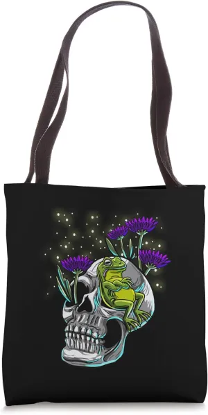 Skull Frog Purple Daisy Rave Techno Trance EDM Lover Gift Tote Bag
