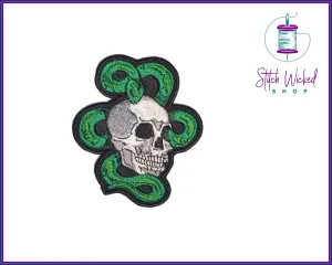 Skull Snake, Fully Embroidered Patch
