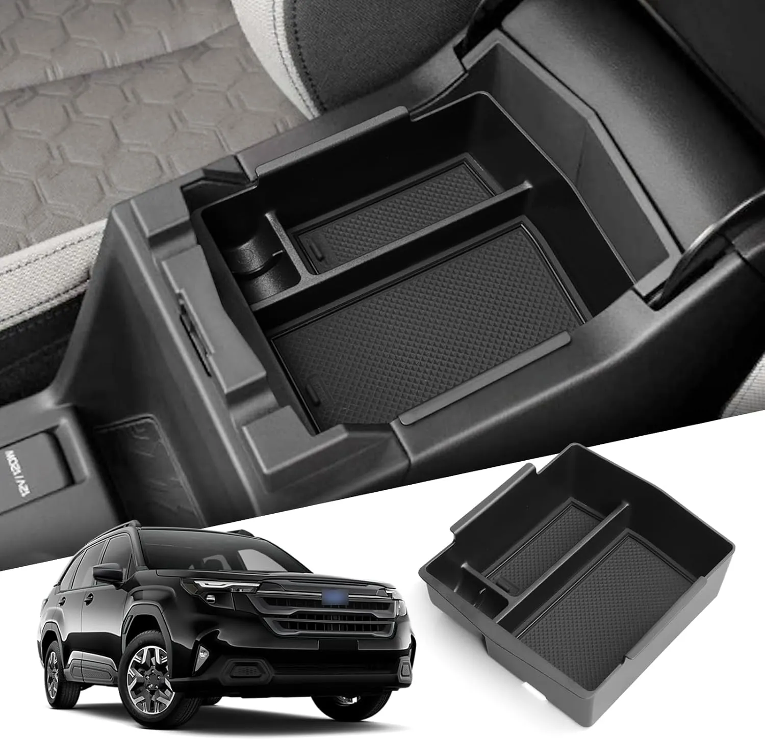 smabee Center Console Organizer Tray for 2025 Subaru Forester Armrest Storage Insert Box Center Console Storage Tray Insert ABS Interior Accessories Black