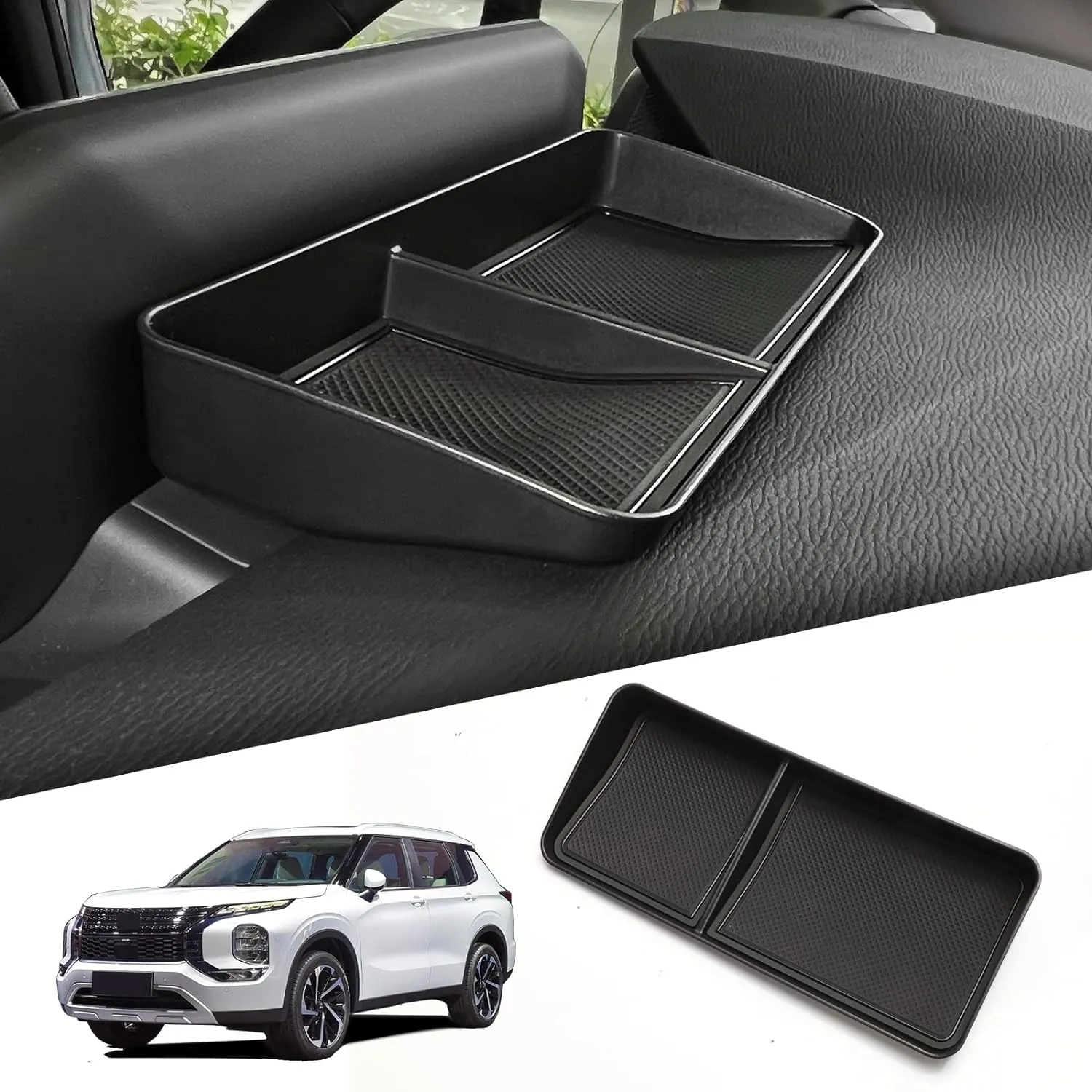 smabee Dashboard Storage Tray Compatible with Mitsubishi Outlander 2025 2024 2023 2022 Center Console Display Box Hidden Tray Storage Organizer Tray ABS Behind Screen Car Accessories