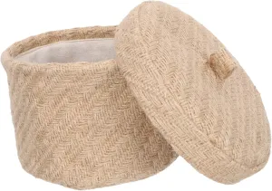 Small Jute Basket Lid Woven Storage Basket for Household Multi-function Sundries Container Cosmetic Organizer Office Storage Holder