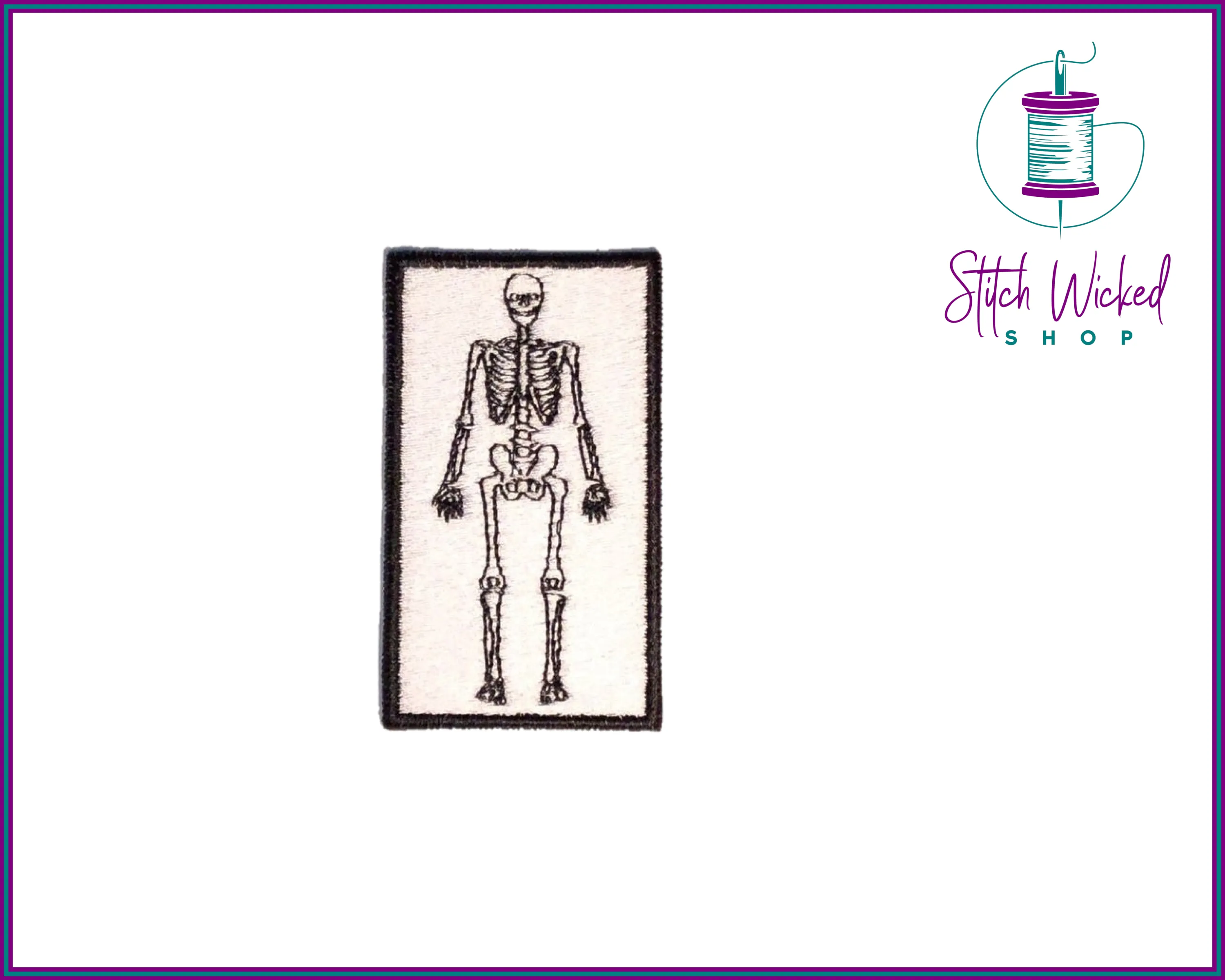 Small Skeleton Halloween, Fully Embroidered Patch