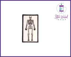 Small Skeleton Halloween, Fully Embroidered Patch