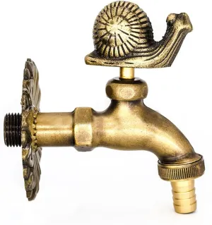 Snail Decorative Antique Brass Garden Outdoor Faucet Washing Water Tap Countryard Faucet Single Level Animal Shape Tap