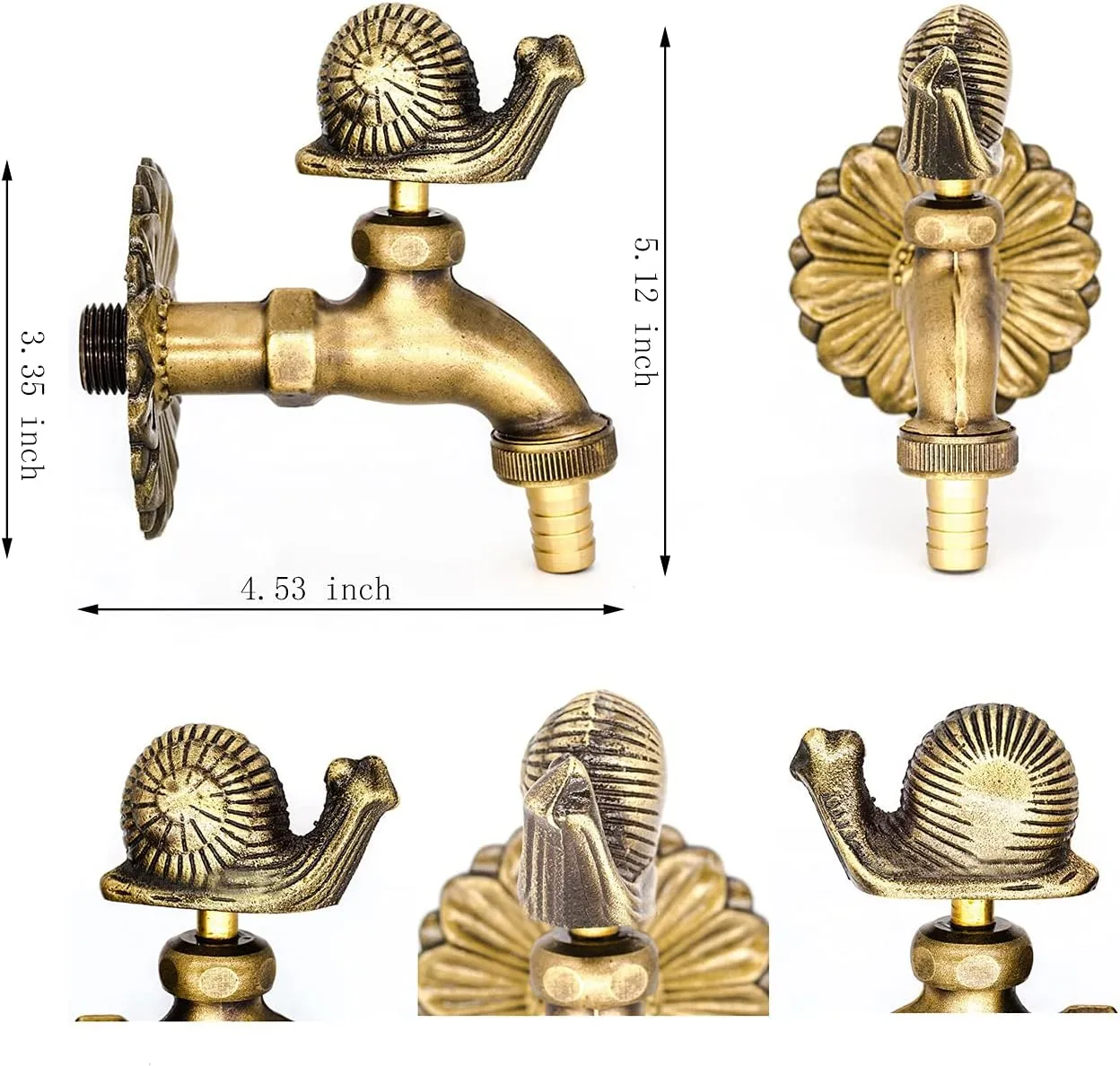 Snail Decorative Antique Brass Garden Outdoor Faucet Washing Water Tap Countryard Faucet Single Level Animal Shape Tap