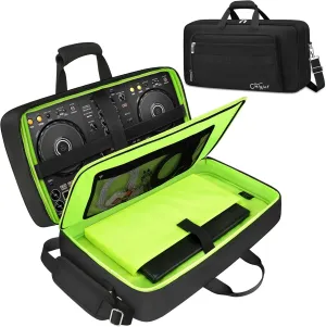 SNIGJAT DJ Controller Case for DDJ-FLX4/ DJ 400/ DDJ-REV1, Padded DJ Controller Bag with 5 Pockets for Laptop, Cables, DJ Carrying Case with Adjustable Shoulder Strap, 21.5"x11.8"x2.5", All Black