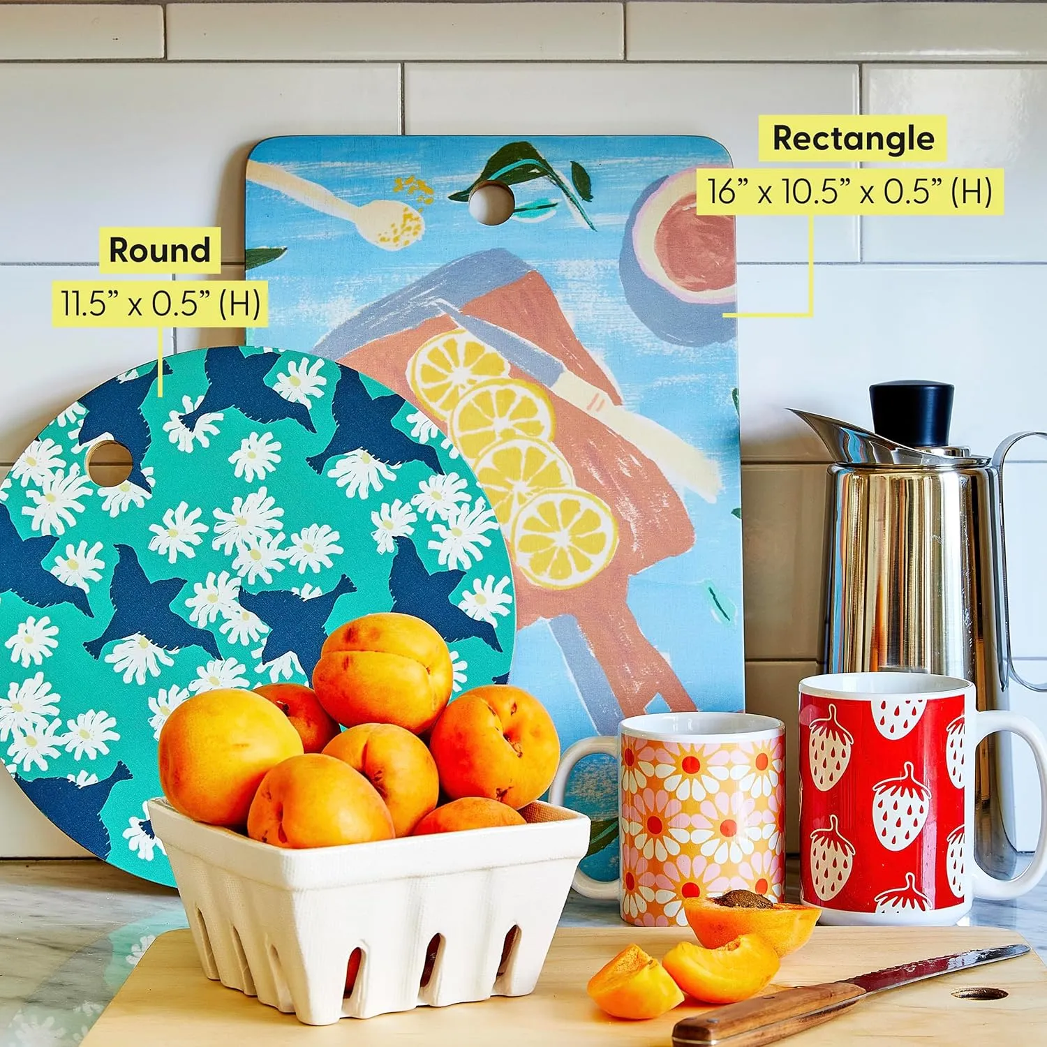 Society6 Bamboo Cutting Board- Kitchen Decor by Emanuela Carratoni - Unique Cutting Boards for Kitchen, 16" x 10.5" x 0.5", Boho Chevron