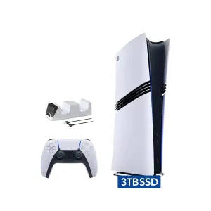 Sony PlayStation 5 Pro Upgraded 3TB Digital Edition Console, Controller and Controller Charger - White, Flagship Pro PS5 3TB PCIe SSD Gaming Console [video game] [video game]