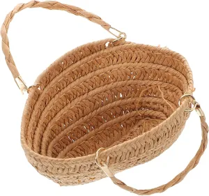 Sosoport Miniature Straw Bag for Dollhouse Woven Shoulder Bag Handmade Detail for Miniature Shopping Decor