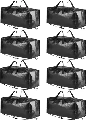 SpaceAid Heavy Duty Moving Bags, Extra Large Storage Totes W/Backpack Straps Strong Handles & Zippers, Alternative to Moving Boxes, Packing & Moving Supplies, Black (8 Pack)