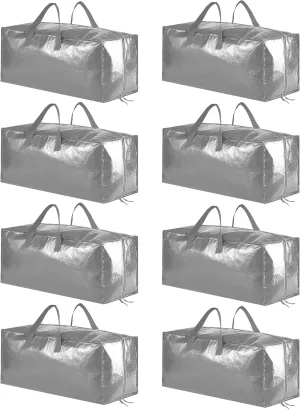 SpaceAid Heavy Duty Moving Bags, Extra Large Storage Totes W/Backpack Straps Strong Handles & Zippers, Alternative to Moving Boxes, Packing & Moving Supplies, Gley (8 Pack)