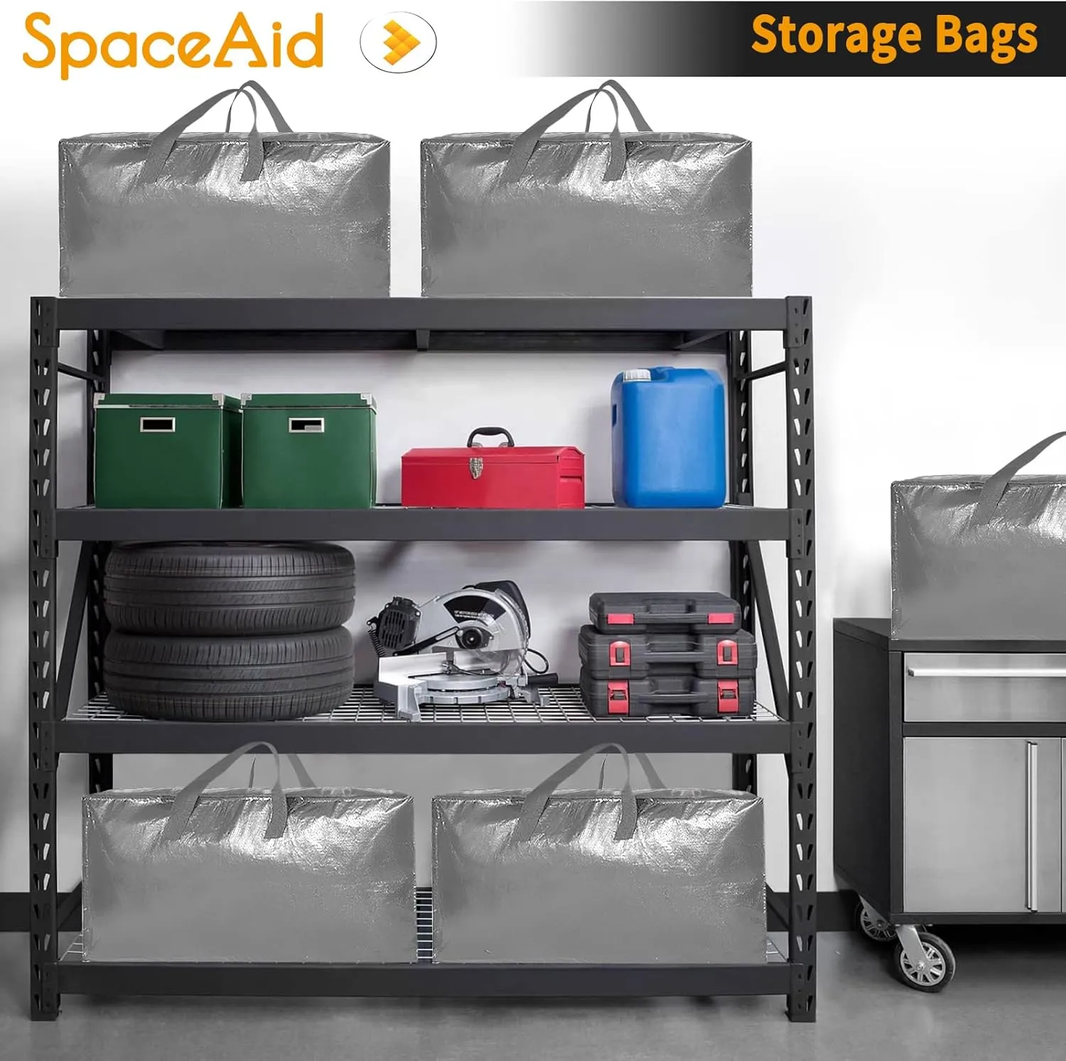 SpaceAid Heavy Duty Moving Bags, Extra Large Storage Totes W/Backpack Straps Strong Handles & Zippers, Alternative to Moving Boxes, Packing & Moving Supplies, Gley (8 Pack)