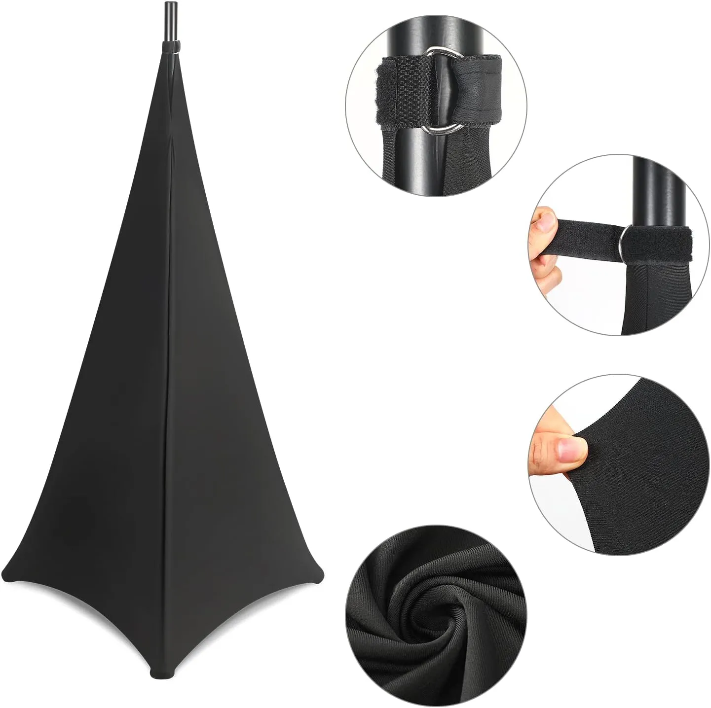 Speaker Stand Cover - DJ Tripod Skirt Skrim With Travel Bag for Lighting Stage (Black)