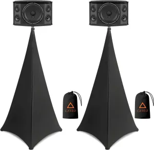 Speaker Stand Cover - DJ Tripod Skirt Skrim With Travel Bag for Lighting Stage (Black)