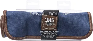 Speedball Art Products 354360 Canvas Pencil Case Roll-Up, Denim W/Brown Trim, Holds up to 36 Pencils