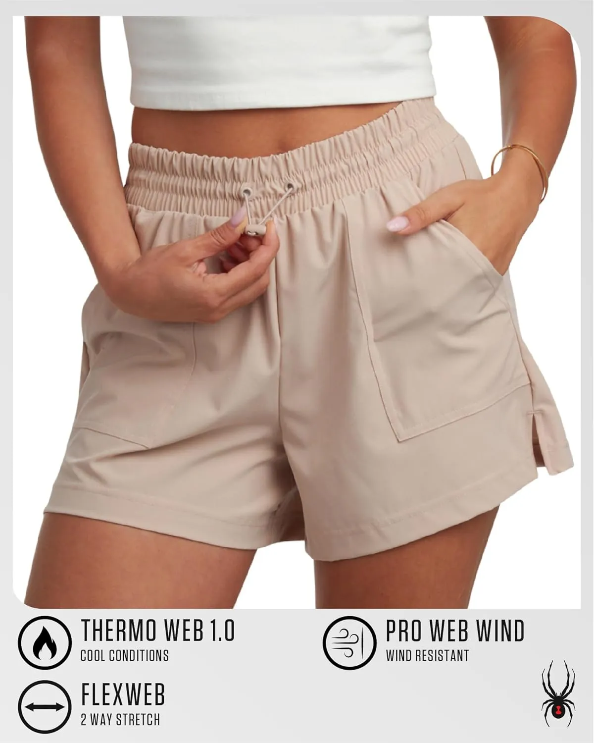 Spyder Womens Athletic Shorts - Stretch Woven Running Shorts for Women with Liner & Elastic Waist for Hiking Gym Casual Wear