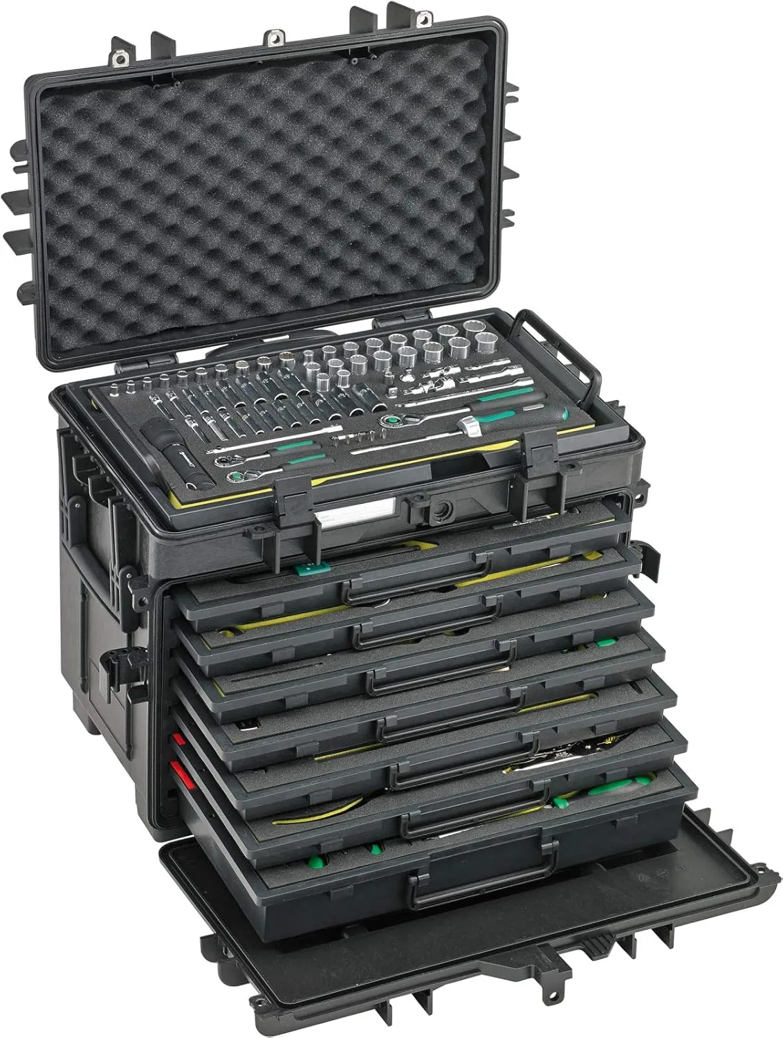 Stahlwille 163-Piece High-Performance AOG Kit for Aeroplanes in Tool Trolley No. 13217, with TCS Inlays, 29kg, Made in Germany