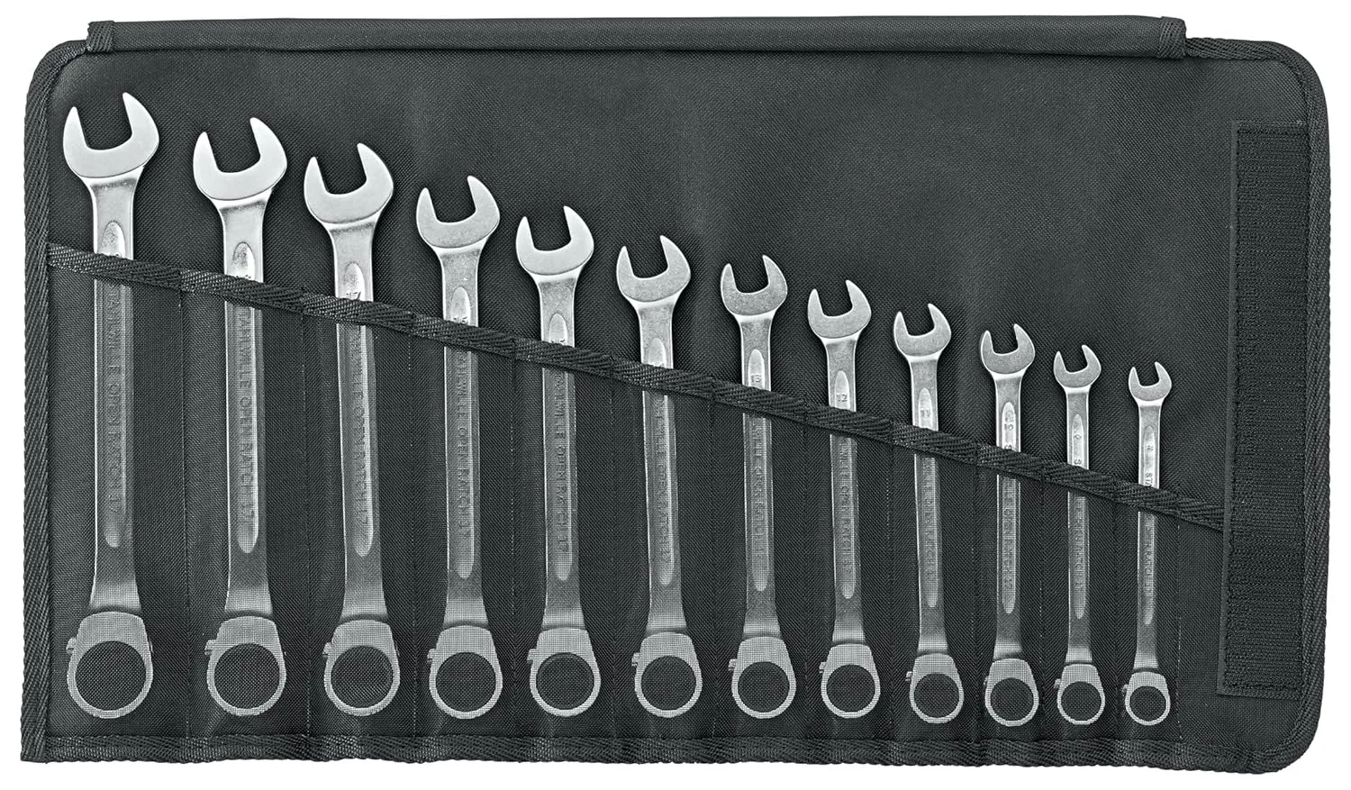 Stahlwille 96411712 Reversible Combination Ratcheting Spanners Open-Ratch Set, 12 Pieces, Size 8mm upto 19mm Spanner Openings, 72 Teeth, Bi-Hexagon, Made in Germany