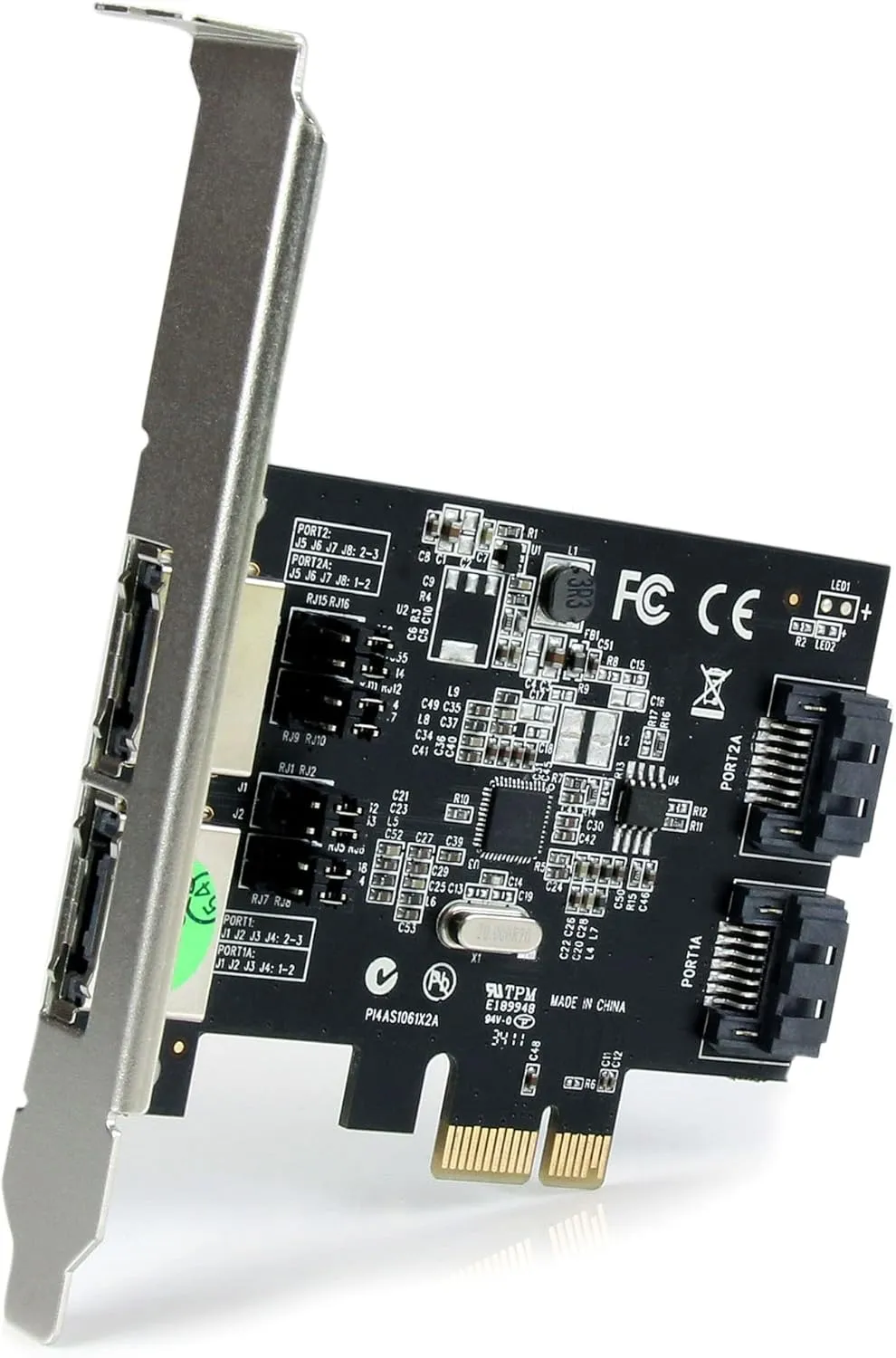 StarTech.com 2 Port PCI Express SATA 6 Gbps eSATA Controller Card - Dual Port PCIe SATA III Card - 2 Int/2 Ext - SATA III 6Gbps (PEXESAT322I)