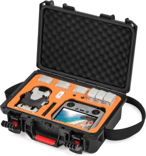 STARTRC PHOTO Waterproof Hard Case for DJI M4/3 Pro Fly More, Portable Carrying Case for DJI Mini 4 Pro/3/3 Pro Accessories/RC2/RC/N1/N2 Controller (Orange)